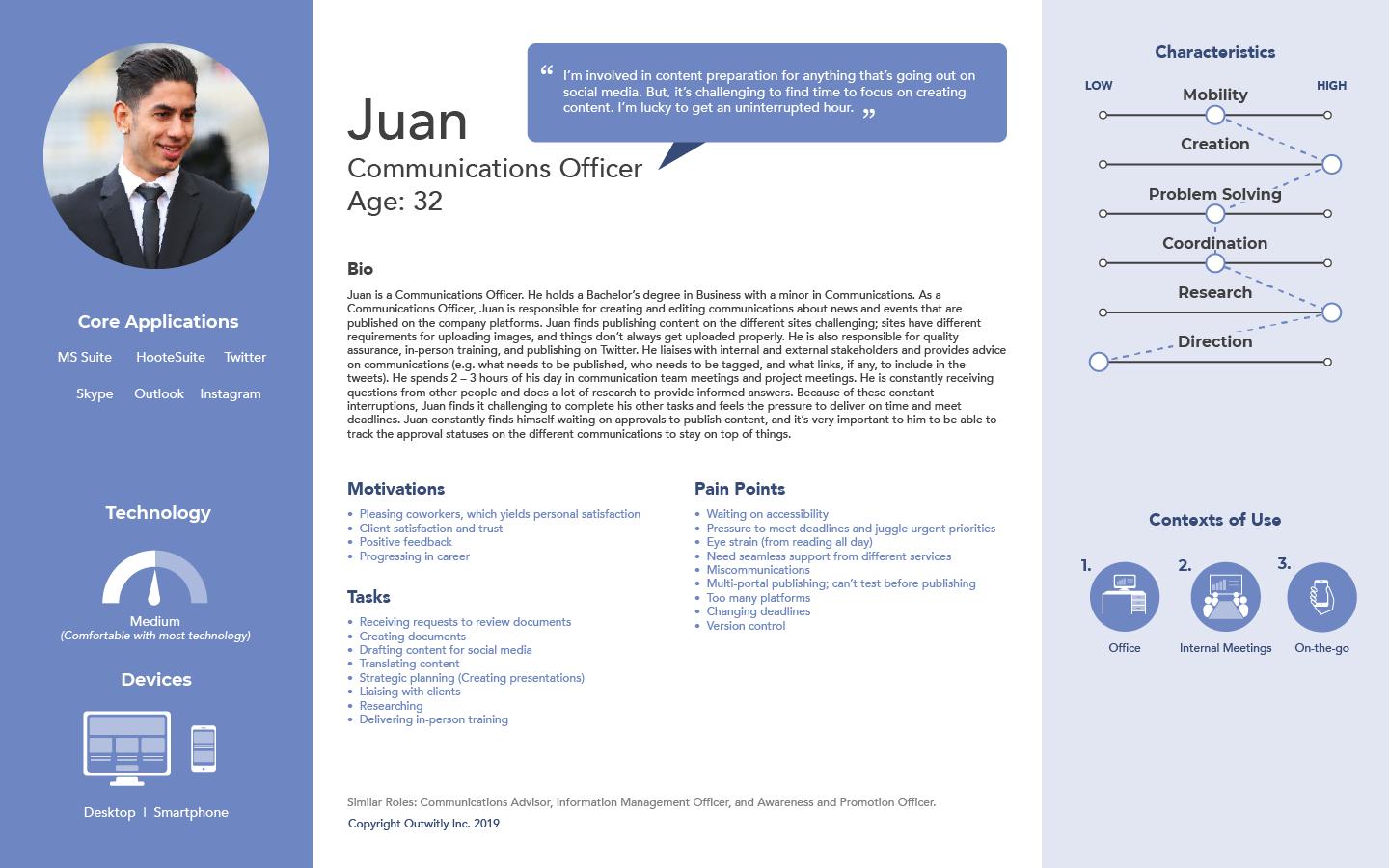 Sample persona for a communications officer