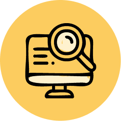 computer with magnifying glass